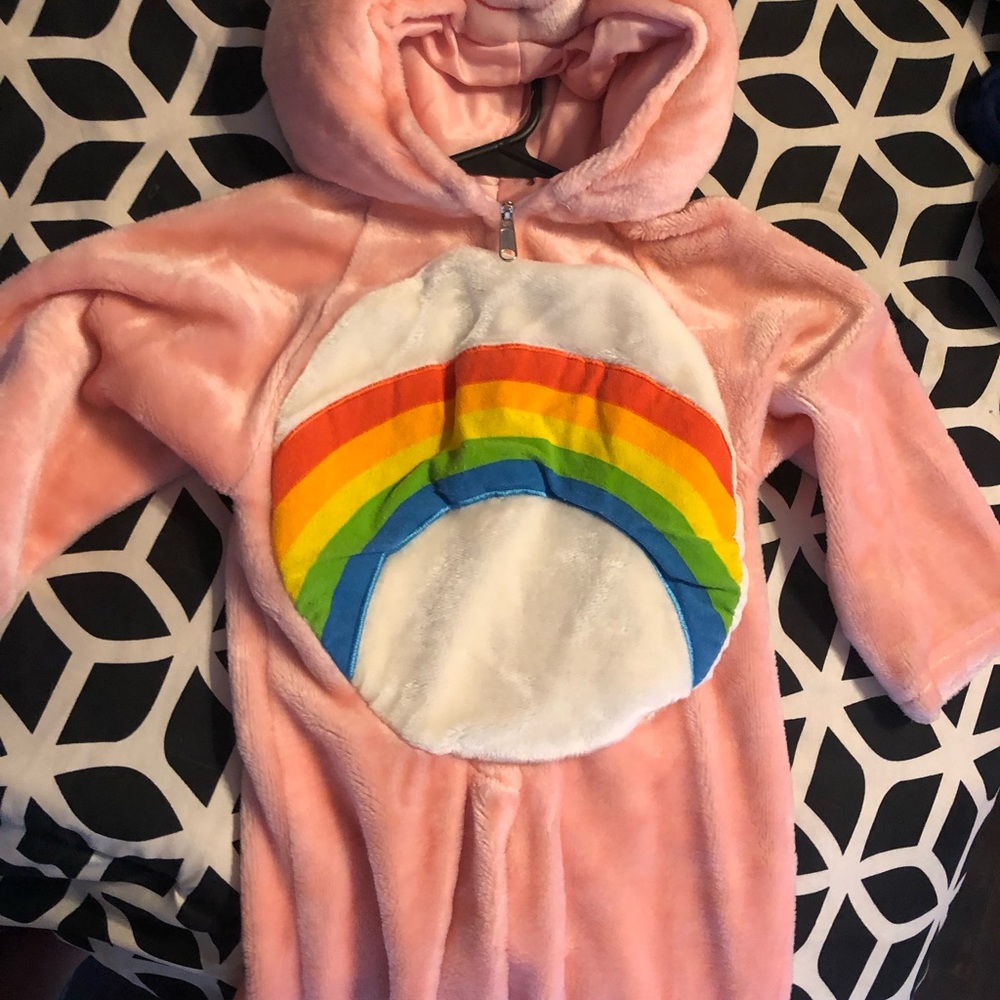 CareBears Pink Plush Rainbow Hooded Onesie